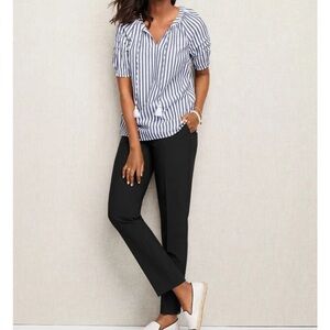 TALBOTS Hampshire Ankle Black pants Womens 14WP Cotton Blend Trousers